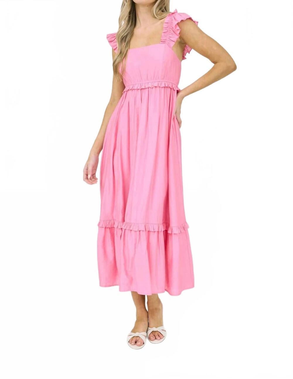 NEW BLU PEPPER amelia ruffle midi dress in pink